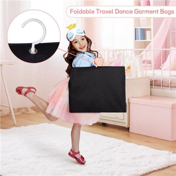 Dance Garment Bag Set of 2 Costume Dress Storage Travel Bags with Clear Pockets - Picture 4 of 7